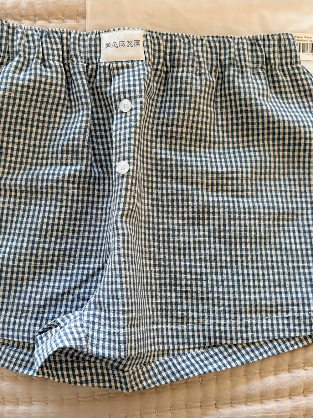 Parke Coastal Collection Blue and White Gingham Cotton Boxers medium - Picture 3 of 6